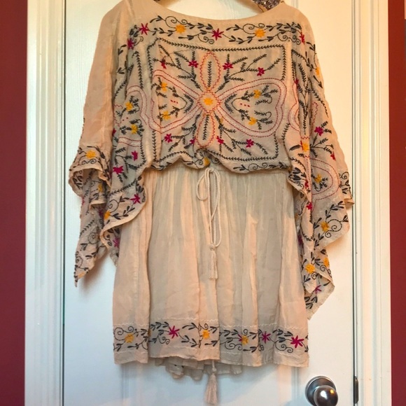 Free people gorgeous boho mini dress embroidered xs 0 2 - Picture 1 of 4